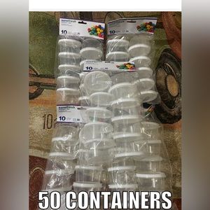 Lot of 5 10ct Packs (50 total) Sure Fresh Round Mini-Containers 2.3 fl oz NEW